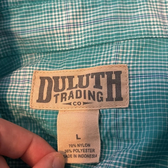 Duluth Trading Co men’s blue nylon blend button down shirt size large - Picture 8 of 8